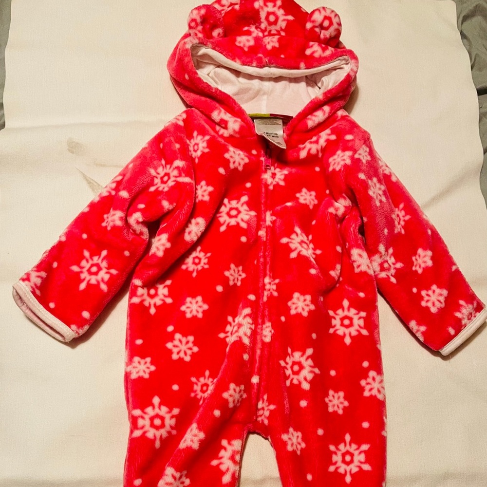 Penelope Mack hot pink footsie/onesie